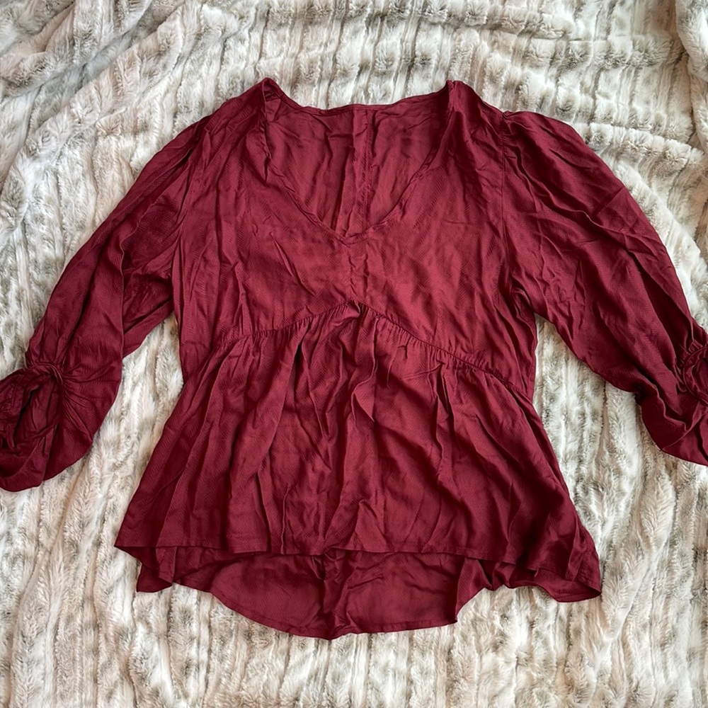 Bohemian Burgundy High/Low Blouse